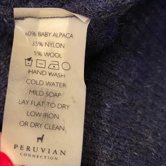 Peruvian Connection Alpaca / Wool V-Neck Blue Sweater - XS - Picture 5 of 9
